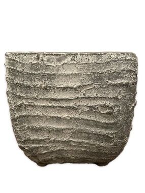 Two Tone Grey White Clay Planter Textured Rustic Round Succulent Plant Pot 6"